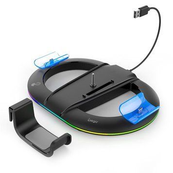 Док-станция для двух геймпадов DualSense PS5 Slim Disc/Digital с крепежом для наушников iPega PG-P5S045H 17473 фото