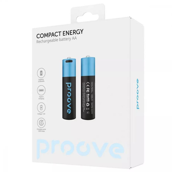 Акумуляторні пальчикові батарейки Proove Compact Energy AA Type-C 1.5V 2600mAh (2 шт) 54808 фото