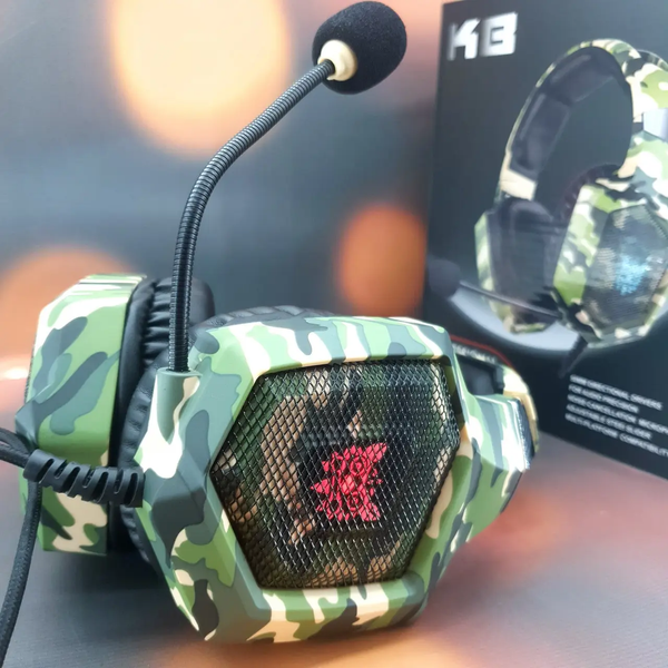 ONIKUMA K8 Геймерские компьютерные наушники для онлайн игр с микрофоном и подсветкой камуфляж Черный 1136515359 фото