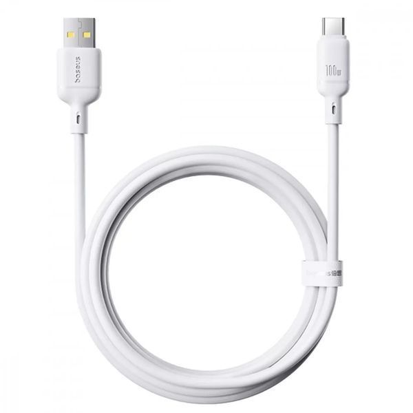 Кабель Baseus Silky USB-A/Type-C 100W (2м) (White) 61664 фото