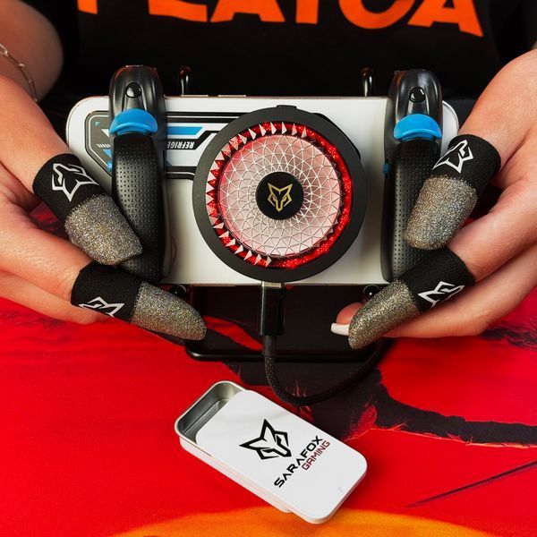 Комплект ігровий Sarafox GIGACHAD (9в1): кулер Sarafox B8 Max + тригери з макросом Sarafox Z02 + напальчники Sarafox V8 + бокс + пластина J01 11-33-99 фото