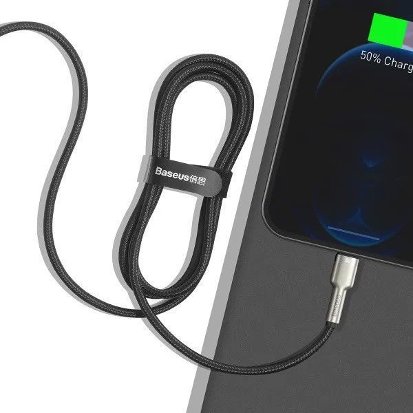 Кабель Baseus Cafule Metal USB-A/Lightning 2.4A (1м) (Black) 31092 фото
