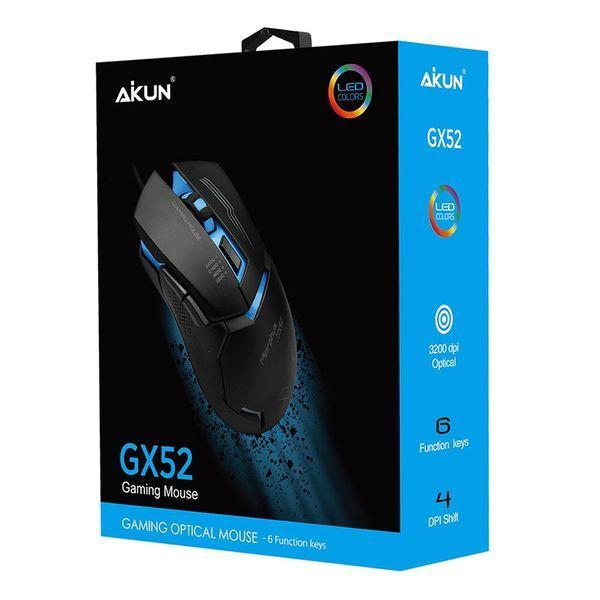 Игровая мышь компьютерная проводная с подсветкой Aikun Gaming Mouse GX52 геймерская мышка 6 кнопок RGB 2092463566 фото