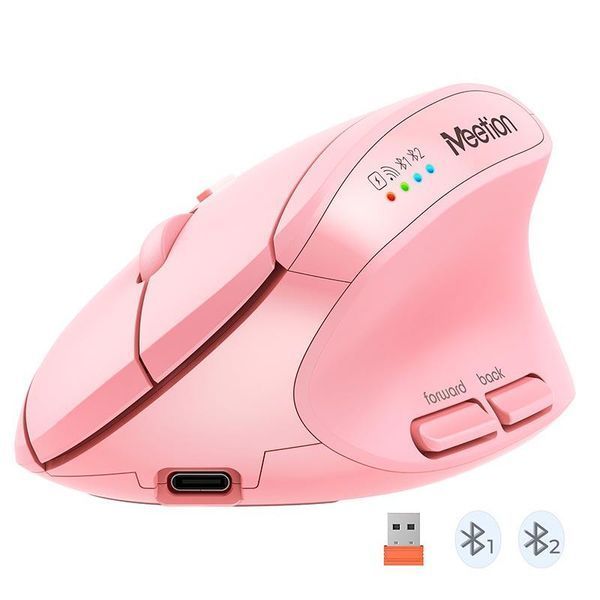 Бездротова миша для ПК комп'ютера ноутбука MEETION BTM008 (2.4 G+Bluetooth) | 800-1200-1600-2400dpi, 400h, Фіолетовий 2566487447 фото