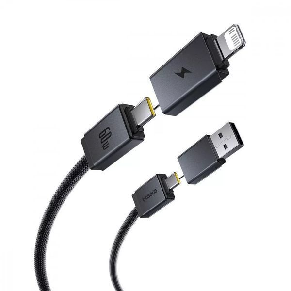 Универсальный кабель Baseus Versatile Two-for-Two USB+Type-C / Type-C+Lightning 60W (2м) 28-81-78 фото