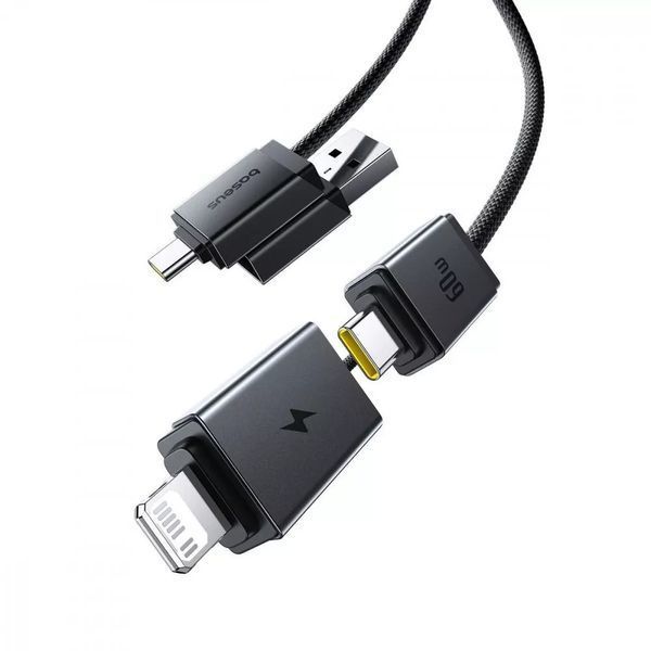 Универсальный кабель Baseus Versatile Two-for-Two USB+Type-C / Type-C+Lightning 60W (2м) 28-81-78 фото