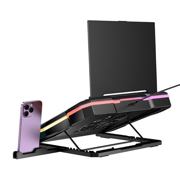 Hoco Moonlight DH20 Підставка-кулер для ноутбука |до 19" 2хUSB RGB| 2503536485 фото