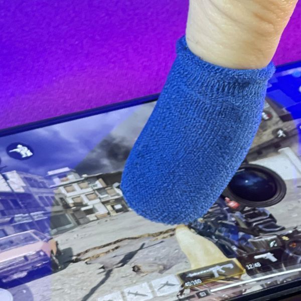 Игровые напальчники (1 пара 2 шт) для игр на телефоне смартфоне планшете pubg пабг пубг standoff 2 cod Черный с синим 2456174568 фото