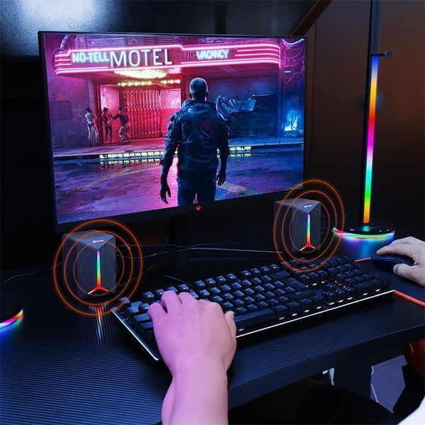 Колонки акустика для компьютера ПК Meetion Wired Meetion Speaker MT-SP2011 |AUX+USB, 3W*2, RGB| 2565400536 фото