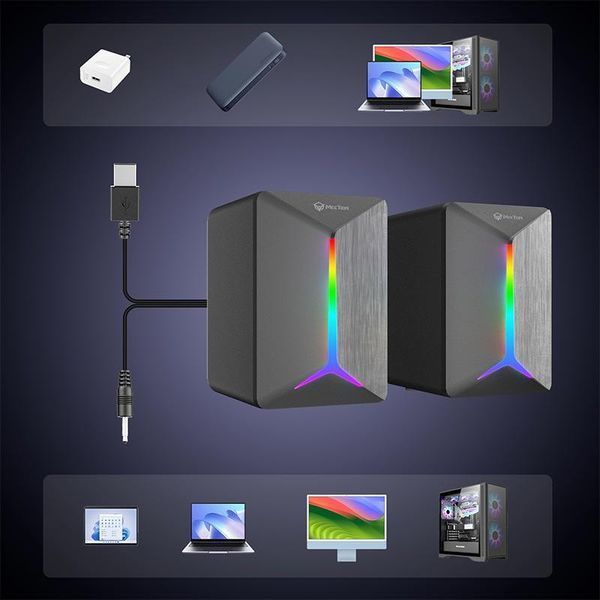 Колонки акустика для компьютера ПК Meetion Wired Meetion Speaker MT-SP2011 |AUX+USB, 3W*2, RGB| 2565400536 фото