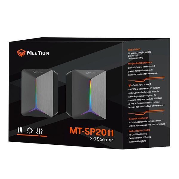 Колонки акустика для компьютера ПК Meetion Wired Meetion Speaker MT-SP2011 |AUX+USB, 3W*2, RGB| 2565400536 фото