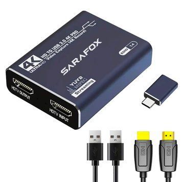 Карта відеозахоплення Sarafox 211 (HDMI&ndash;USB 3.0) запис Full HD 1080p 60 FPS, вхід 4K30 27864 фото