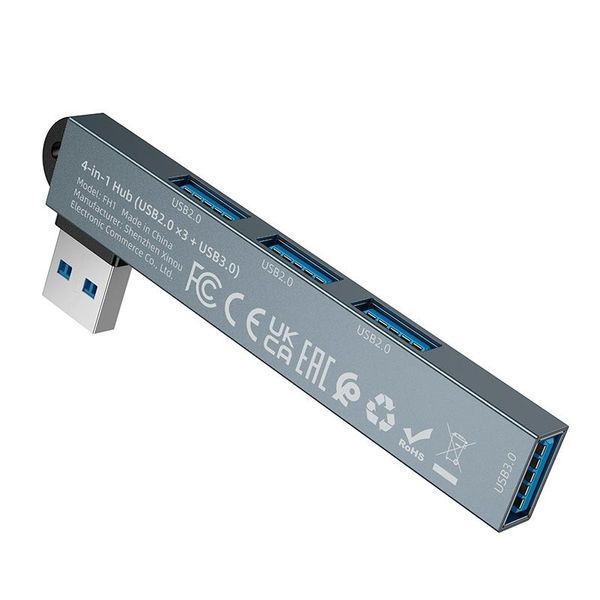 USB хаб BOROFONE 4-in-1 FH1 (3xUSB2.0 + USB3.0) 19-42-68 фото