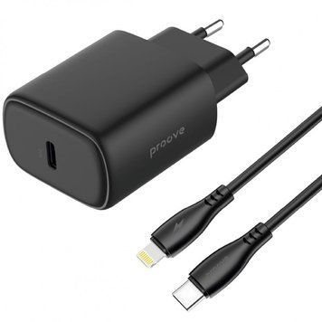 Proove Silicone Power 2 20W Сетевой адаптер + кабель Lightning (1м) (Black) 63246 фото