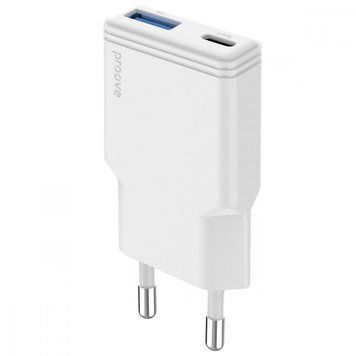МЗП Proove Slender 30W (Type-C + USB) Мережевий адаптер (White) 64365 фото