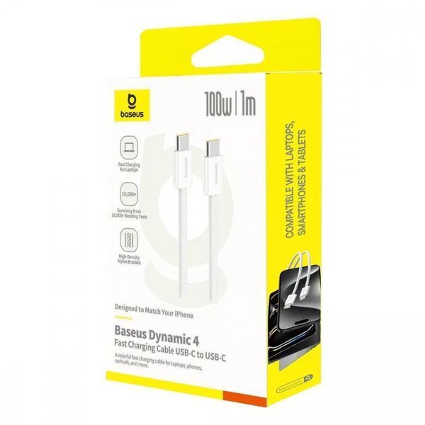 Кабель Baseus Dynamic 4 Type-C/Type-C 100W (1м) (White) 62629 фото