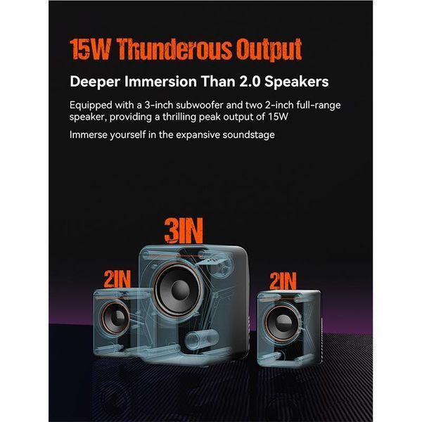 Колонки акустика для ПК комп'ютера Meetion Wired + Bluetooth Meetion Speaker MT-SP2111 | BT5.0/AUX + USB 15W RGB 2566067853 фото