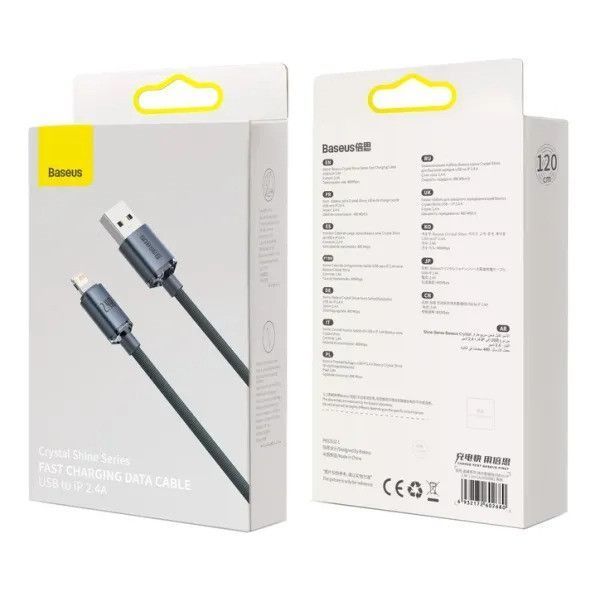 Кабель Baseus Cafule USB-A/Lightning 2.4A (1.2 м) (Dark Grey) 35102 фото