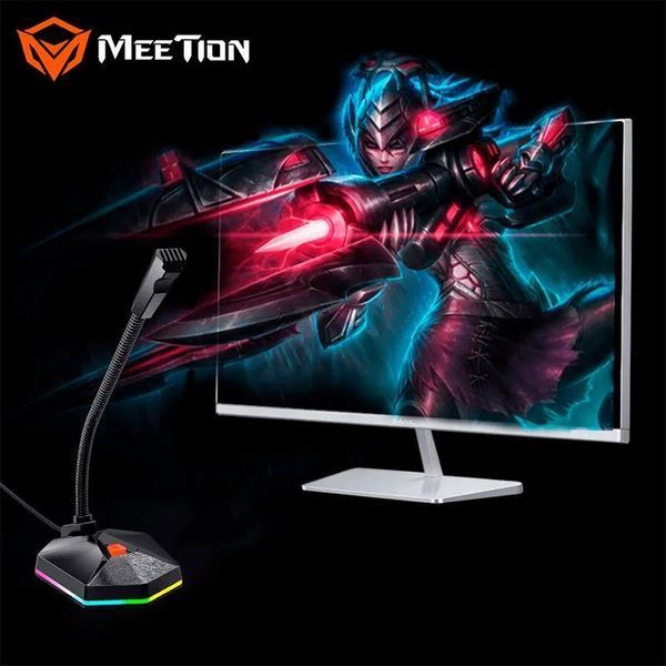 Игровой микрофон MeeTion MT-MC13 RGB USB проводной с RGB подсветкой для пк ноутбука компьютера чата 1760034399 фото