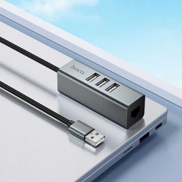 USB хаб HOCO 4-in-1 HB1D (3xUSB+RJ45) 19-42-67 фото
