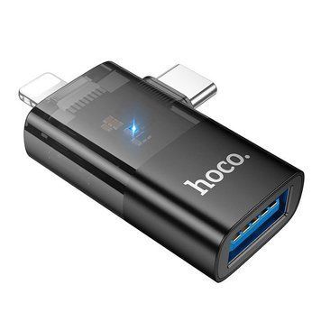 Переходник OTG Hoco UA36E USB-A/Type-C+Lightning 2564311216 фото