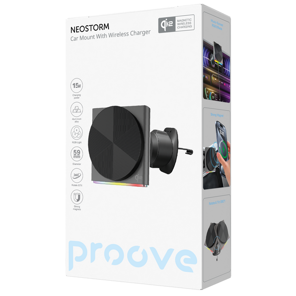 Автомобильный держатель с беспроводным ЗУ Proove Neostorm Qi2 15W 65270 фото