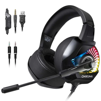 ONIKUMA RGB K6 игровые наушники геймерские с подсветкой микрофоном гарнитура для пк компьютера ноутбука 1407651581 фото