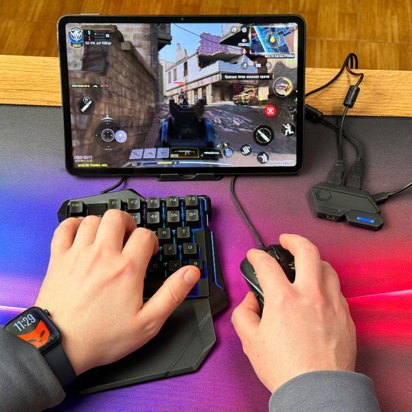 Набор Gamwing 5 в 1: Mix SE+ игровой адаптер конвертер переходник для подключения клавиатуры и мыши+ кейпад K13+ мышь G4+ коврик 25055 фото