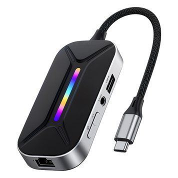 Ігровий USB-C хаб SARAFOX XS6 PRO 6-в-1 (HDMI 4K/60 Гц, Ethernet 1000 Мбіт/с, аудіо 3,5 мм, ЦАП 32 біт/384 кГц і PD) 27869 фото