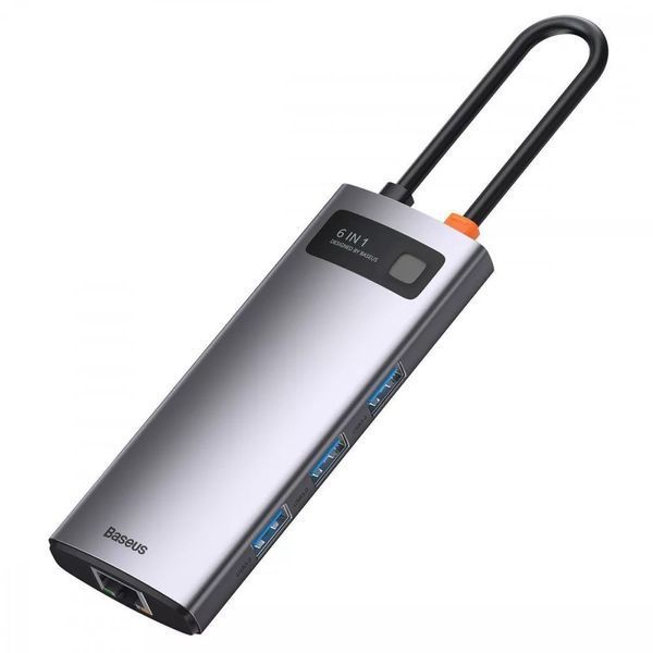 Type-C хаб Baseus Metal Gleam 6-in-1 (3хUSB + Type-C+ HDMI+ RJ45) 31938 фото