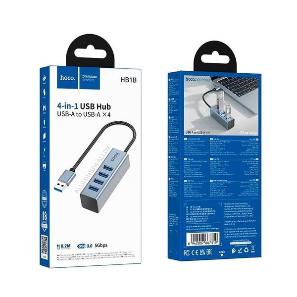 USB хаб HOCO 4-in-1 HB1B (USBх4) 19-42-55 фото