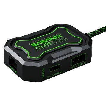 Ігровий USB-C хаб SARAFOX XD5 5-в-1 (RJ45 1000 Мбіт/с + аудіо 3,5 мм + Type-C PD 100Вт) 27867 фото